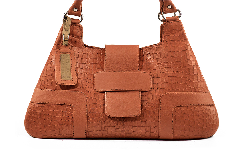 Dress large handbag in terracotta orange leather - Profile view